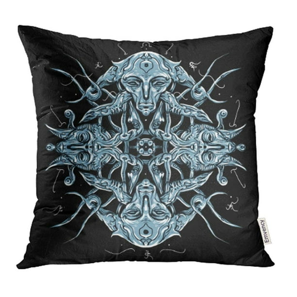 Alien Designs Alien Face Throw Pillow Multicolor 16x16 Alien Designs Alien Face Throw Pillow Multicolor 16x16